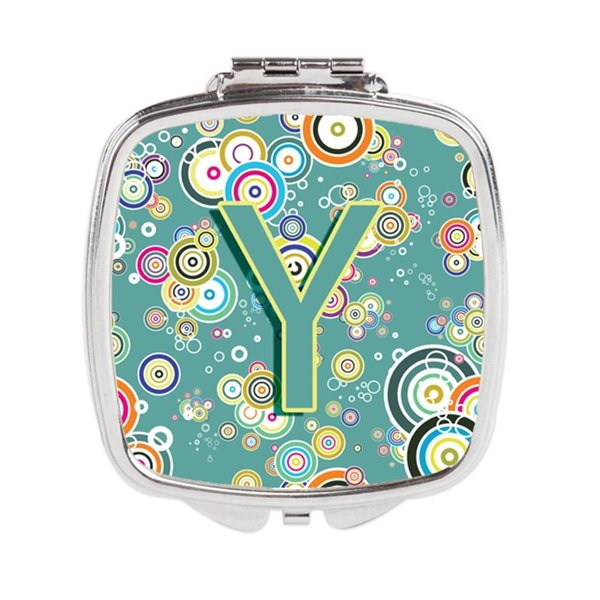 Carolines Treasures Letter Y Circle Circle Teal Initial Alphabet Compact Mirror CJ2015-YSCM